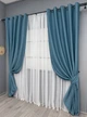 Комплект штор на люверсах VR-Textil Шеніл однотонний № 1696ш Синій 150х250 см 2 шт (37-0235) - зображення 3