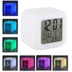 Цифровые настольные часы на батарейках хамелеон 7 цветов Glowing LED Color Change с термометром и будильником - изображение 1
