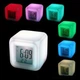 Цифровые настольные часы на батарейках хамелеон 7 цветов Glowing LED Color Change с термометром и будильником - изображение 3