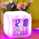 Цифровые настольные часы на батарейках хамелеон 7 цветов Glowing LED Color Change с термометром и будильником - изображение 5