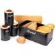 Хлібниця Kamille Black&Wood 36х22х20см з дерев'яною кришкою + 3 ємності для зберігання, чорні (245281) - изображение 1