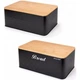 Хлібниця Kamille Black&Wood 36х22х20см з дерев'яною кришкою + 3 ємності для зберігання, чорні (245281) - изображение 4