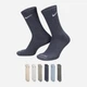 Набор мужских носков высоких хлопковых Nike U Nk Ed Pls Csh Crw 132 SX6897-901 38-42 6 пар Серый/Бежевый/Голубой (197601367653) - изображение 1