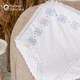 Тёплая крыжма-плед для крещения Мамине Сонечко Богатырь с серебристо-голубой вышивкой, размер 120*120, натуральный лён белого цвета, плюш белого цвета в полоску (арт. 31856-0532-В) - изображение 4