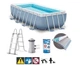 Каркасный прямоугольный бассейн семейный 400 x 200 x 100 см Intex 26788 Prism Frame Pool с лестницей на 6836 л Серый - изображение 2