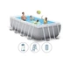 Каркасный прямоугольный бассейн семейный 400 x 200 x 100 см Intex 26788 Prism Frame Pool с лестницей на 6836 л Серый - изображение 3