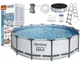 Круглый каркасный бассейн с фильтр и тентом Bestway 56420 366 x 122 см на 10250 л Серый - изображение 2