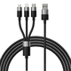 Кабель заряджання Baseus CAXS000001 Star Speed ​​3 в 1 USB - Lightning / Micro USB / Type-C (3.5А) (1.2M) швидка зарядка Чорний - зображення 1