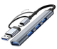 USB-хаб концентратор USB C-809 USB 3.0 Type-C/Type-A на 4 порта: 1 x USB 3.0 3 x USB 2.0 Металл, серебристый (L147) - изображение 6