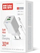 Сетевое зарядное устройство ColorWay GaN Mini 30W PD Port PPS USB (Type-C PD + USB QC3.0) + cable Type-C White (CW-CHS053PDC-WT) - изображение 6