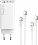 Сетевое зарядное устройство ColorWay GaN Mini 65W PD Port PPS USB (USB-2C1A) + cable Type-C & Lightning White (CW-CHS058PDCL-WT) - изображение 2