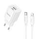 Зарядное устройство HOCO C147A Charm 20W PD QC3.0 Type-C to Lightning Cable EU белый (A7366AD69354) - изображение 1