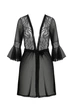 Пеньюар Passion LEAFA PEIGNOIR black, XXL/XXXL, длина чуть выше колена, широкие рукава, завязывается на пояс - изображение 3