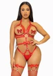 Портупея-тедди из ремней Leg Avenue Studded O-ring harness teddy S Red, экокожа - изображение 1