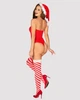 Тедди Obsessive Kissmas teddy, L/XL, красное, без бретелей, чокер, чулки и шапка с помпоном в наборе - изображение 2
