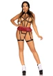 BDSM-костюм ученицы Leg Avenue Harness teddy & skirt S Black, портупея, мини-юбка, экокожа - изображение 4