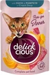 Упаковка полнорационного консервированного корма для взрослых кошек Delickcious Полоски с уткой и тыквой в крем супе 85 г х 12 шт (D6251401) - изображение 2