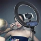 Кольцевая LED лампа RL-18 II 45см с креплением для телефона и фотоаппарата пультом и сумкой 55 Вт Черная (21-14-RL-18) - изображение 4