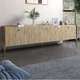 Тумба под телевизор на 3 ящика LION Wood с золотыми ножками 160х65х40 см Дуб Аппалачи (LION-042991) - изображение 1