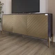 Тумба под телевизор с золотыми металлическими ножками LION Амарант 168x40x76,5 см Бетон темный/Перламутровый металлик (RAL-7048) 1680x400x765 (LION-043061) - изображение 1