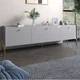 Тумба под телевизор на 3 ящика LION Wood с золотыми ножками 160х65х40 см Кашемир (LION-042996) - изображение 1