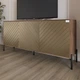 Тумба под телевизор с черными металлическими ножками LION Амарант 168x40x76,5 см Дуб Ливорно/Перламутровый металлик (RAL-7048) 1680x400x765 (LION-043035) - изображение 1