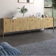 Тумба под телевизор на 3 ящика LION Wood с золотыми ножками 160х65х40 см Дуб Артизан (LION-042992) - изображение 1