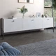 Тумба под телевизор на 3 ящика LION Wood с черными ножками 160х65х40 см Бетон style (LION-043094) - изображение 1