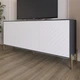 Тумба под телевизор с золотыми металлическими ножками LION Амарант 168x40x76,5 см Антрацит/Белый (LION-043048) - изображение 1