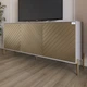 Тумба под телевизор с золотыми металлическими ножками LION Амарант 168x40x76,5 см Кашемир/Перламутровый металлик (RAL-7048) 1680x400x765 (LION-043054) - изображение 1