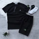 Літній чоловічий спортивний костюм (футболка + шорти + шкарпетки) Stone Island Чорний XL (KK-321) - изображение 1