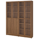 Книжный шкаф с двойной панелью/стекло BILLY/OXBERG 160x30x202 см IKEA 795.818.59 орех - изображение 1