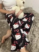 Легкие пижамные штаны с принтом Hello Kitty, черные, тонкие, летние, L (10465) - изображение 1