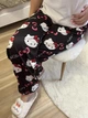 Легкие пижамные штаны с принтом Hello Kitty, черные, тонкие, летние, L (10465) - изображение 11