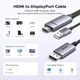 Кабель UGREEN HDMI-DisplayPort односторонний, 4K при 60 Гц, 1440P при 144/120 Гц, 1080P при 240 Гц, с питанием USB-A Grey (55329) - изображение 8