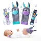 Набір 4 предмети шкарпетки та браслети брязкальця Giraffe Purple - зображення 3