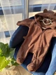 Дитячий комбінезон Teddy на флісі весний 15°+ з капюшоном шоколадний 56-62 см - изображение 4