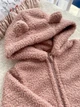 Дитячий комбінезон Teddy на флісі весний 15°+ з капюшоном пудровий 62-68 см - изображение 3