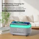 Цифровой будильник PRIBUY с беспроводным зарядным устройством, динамиком Bluetooth, двойной будильник, прикроватная лампа. Серый - изображение 3