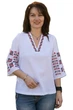 Блузка жіноча лляна з червоно-чорною вишивкою V-1580 (XL)104-108 біла (15820411108) - зображення 1