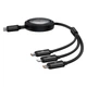 Міцний Дата кабель Baseus Free2Draw Retractable Crystal Fast Charging Type-C для 3in1 100W (1.1m) (P1036800) Cluster Black - зображення 3