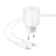 Блочок Borofone BA93A Lustrous PD20W/QC3.0 з двома виходами 1USB-A/1Type-C, набір з кабелем Type-C to Type-C White - зображення 3