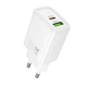Мережевий зарядний пристрій МЗП Hoco N63 Gentle PD30W+QC3.0 (1USB-A/1C) + кабель Type-C to Lightning White - зображення 5