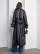Тренч из искусственной кожи женский ISSA PLUS 15021 S Черный (issa2007682672295) - изображение 2