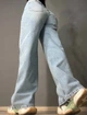 Джинсы женские Its Basic 2499-3-4 Wide Leg jeans с высокой талией и выточками на бедрах 40 голубые - изображение 4