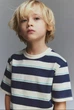 Футболка бежево-синя в смужку H&M 134-140см (400010458) - зображення 3