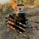 Мангал вертикальный разборный 2 мм / переносной вертикальный гриль на шампуры / складной мангал для пикника / мангал с подставкой под котел, черный - изображение 6