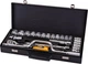Набор насадок торцевых Mastertool PROFI CrV 1/2” 10-32мм трещотка 72Т 24 шт металлический кейсгнутый вороток - изображение 1