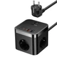 Сетевой удлинитель Baseus PowerCombo Cube Power Strip 3 розетки 2xUSB 2xType-C 30W 1.5m EU Black (E00066400117-00) - изображение 1