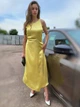 Платье женское вечернее атласное с открытой спинкой Nelly Желтое 9200-1111 L (48) - изображение 3